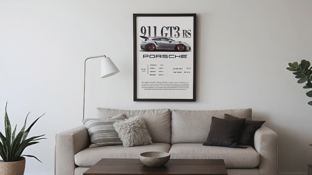 Porsche 911 GT3 RS Framed Poster | Premium Wall Art for Car Lovers