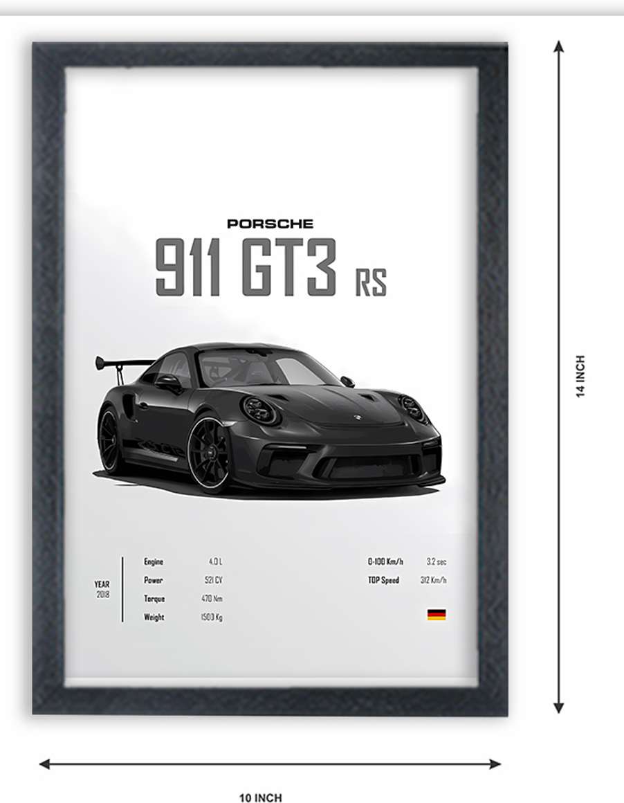 Porsche 911 GT3 RS Framed Poster | Premium Wall Art for Car Lovers