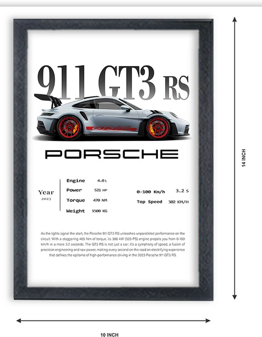 Porsche 911 GT3 RS Framed Poster | Premium Wall Art for Car Lovers