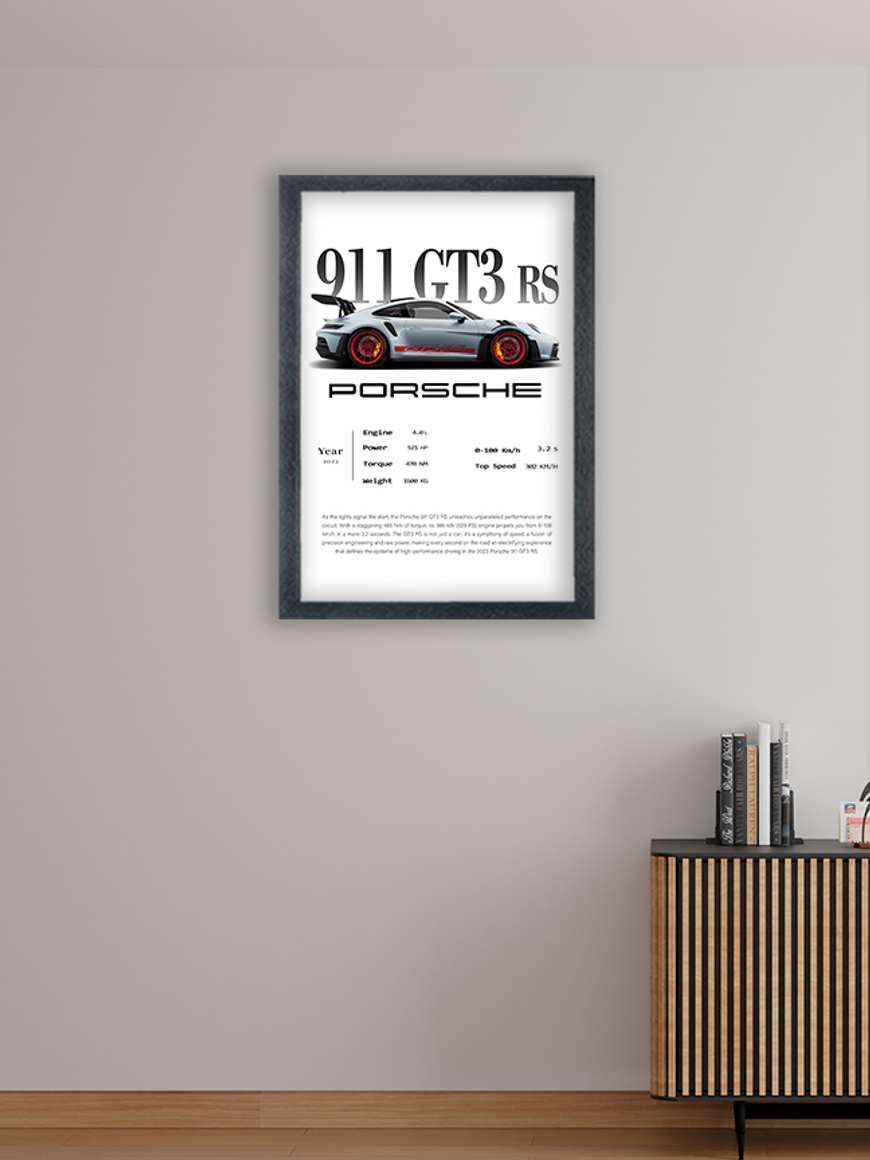 Porsche 911 GT3 RS Framed Poster | Premium Wall Art for Car Lovers